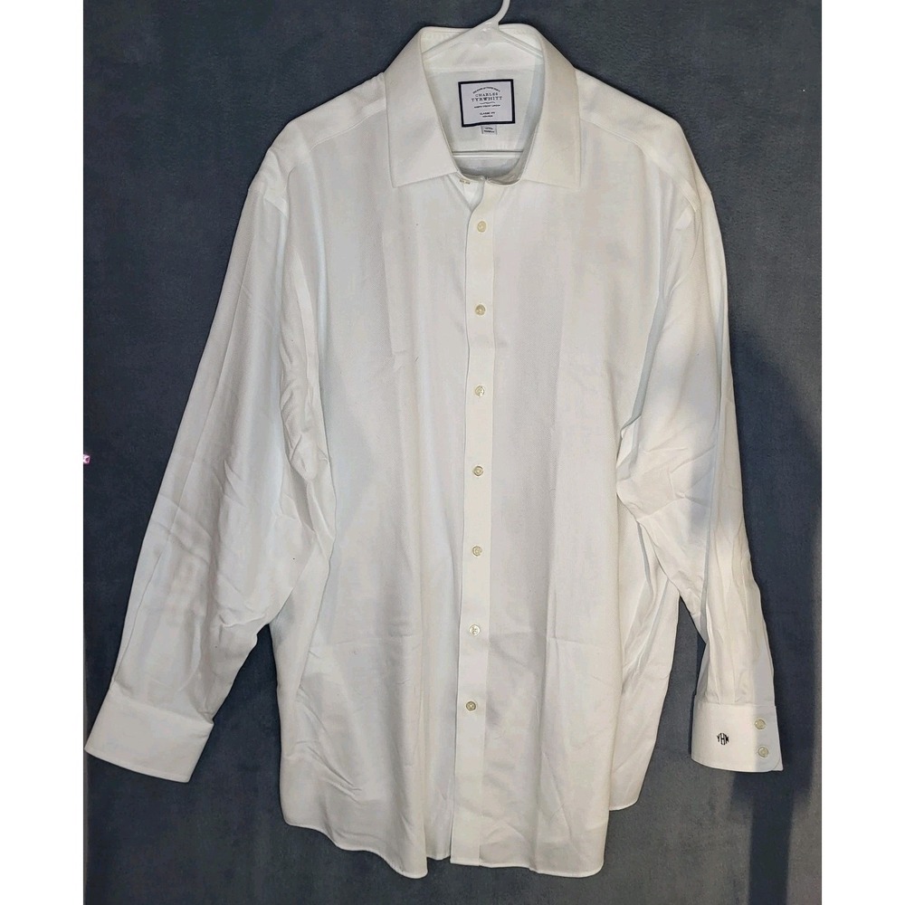Charles Tyrwhitt Men's Dress Shirt 18/35 White Non-Iron Classic Fit Formal Work